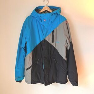 Quiksilver Men's Ski‎ Snowboard Jacket Blue Black Gray Colorblock Size S